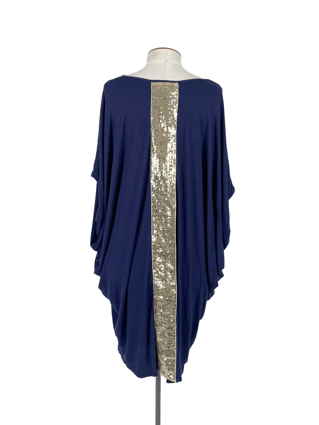 Mini-robe bleue, manches courtes, taille unique, mélange viscose élasthanne