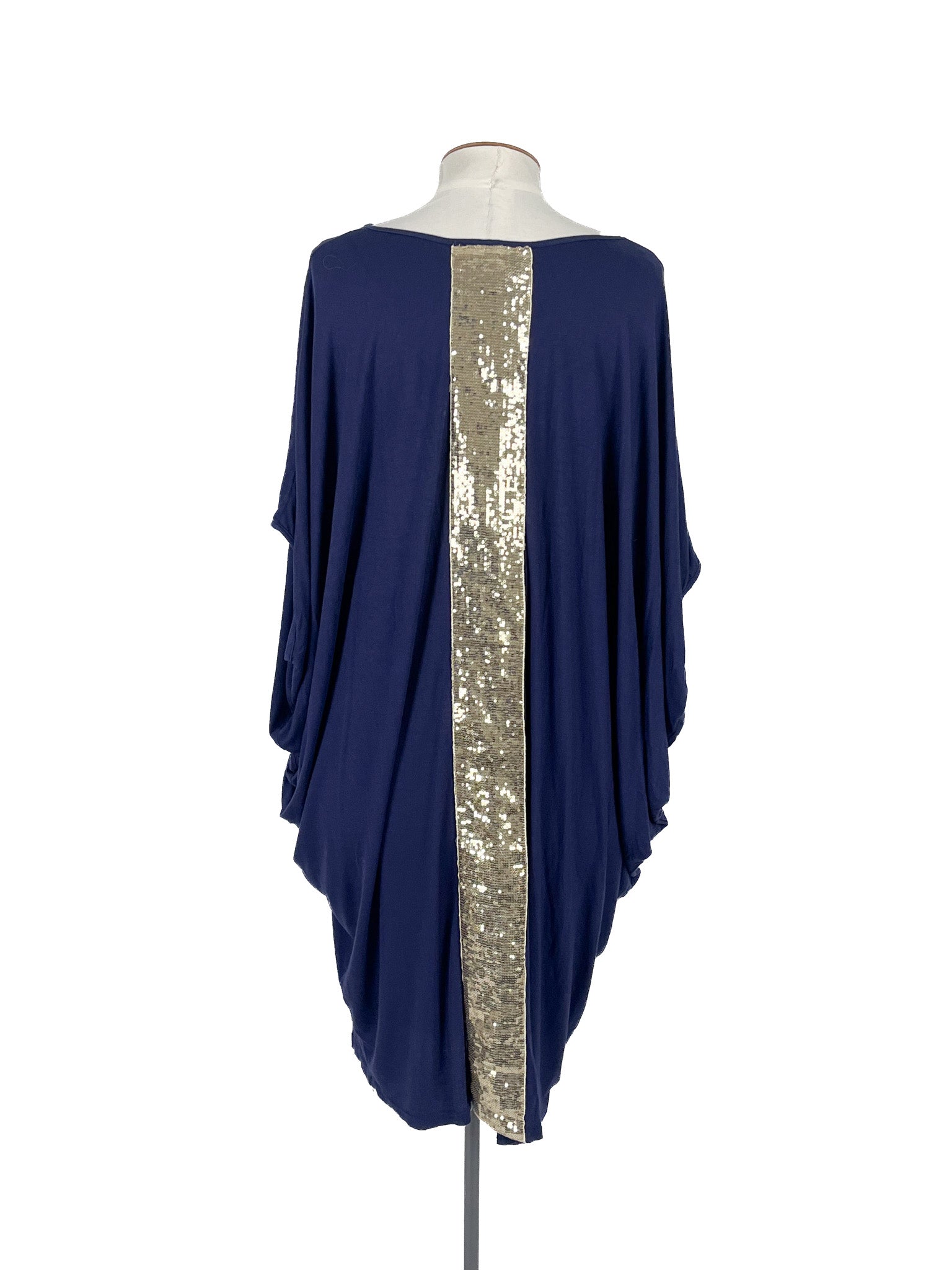 Mini-robe bleue, manches courtes, taille unique, mélange viscose élasthanne