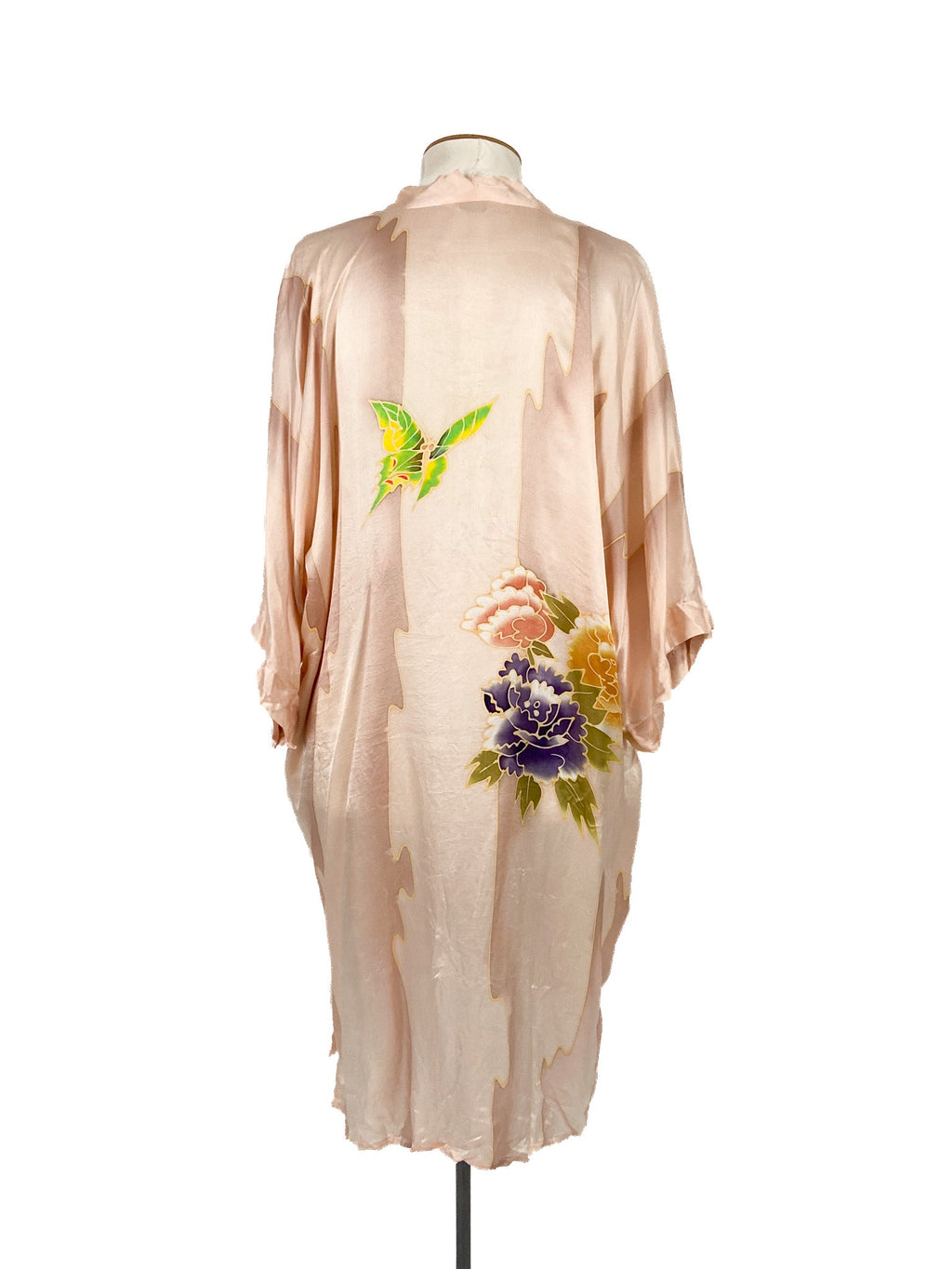 Robe-cardigan fluide en soie à motifs floraux roses Taille unique
