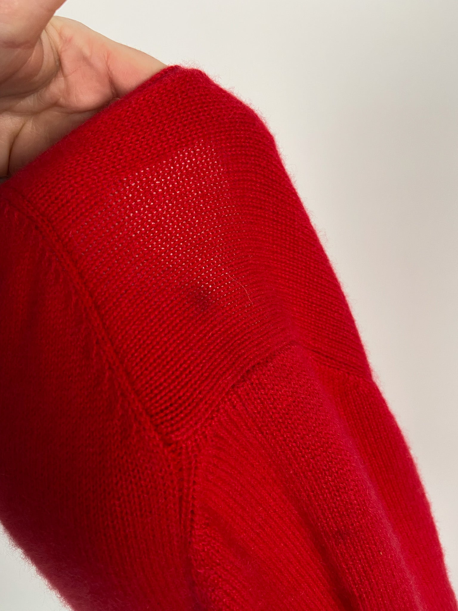 Gilet en Cachemire Rouge Manches Longues Maille Unie Taille M