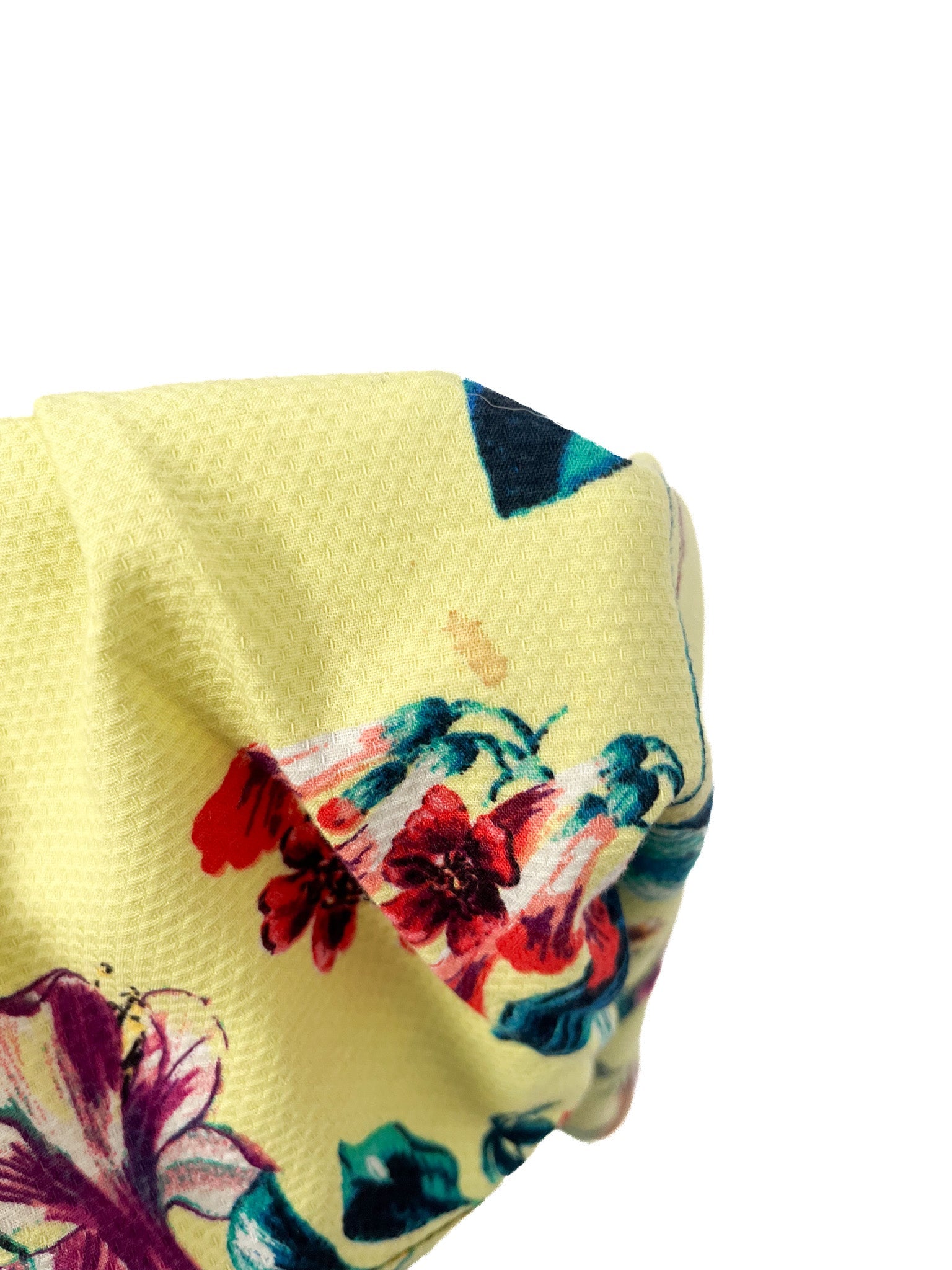 Mini-jupe jaune florale taille 12 mélange coton